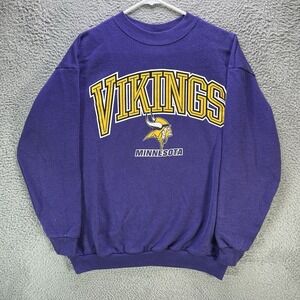 Vintage Minnesota Vikings Logo Athletics Purple Crewneck Sweatshirt Adult Large